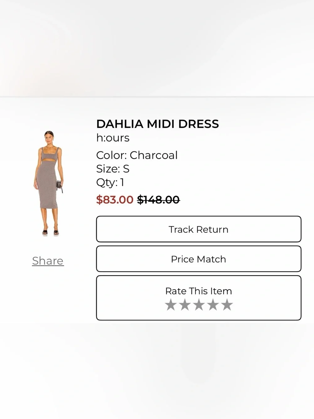 Revolve H:ours Dahlia Midi Dress Charcoal/Brown/Slate XS NWOT